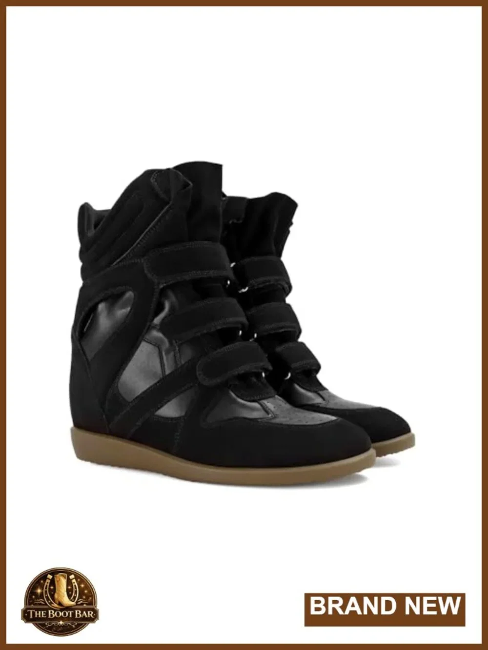 Women's Retro Wedge Sneakers Faux Suede Hook & Loop High Heel Casual Fashion